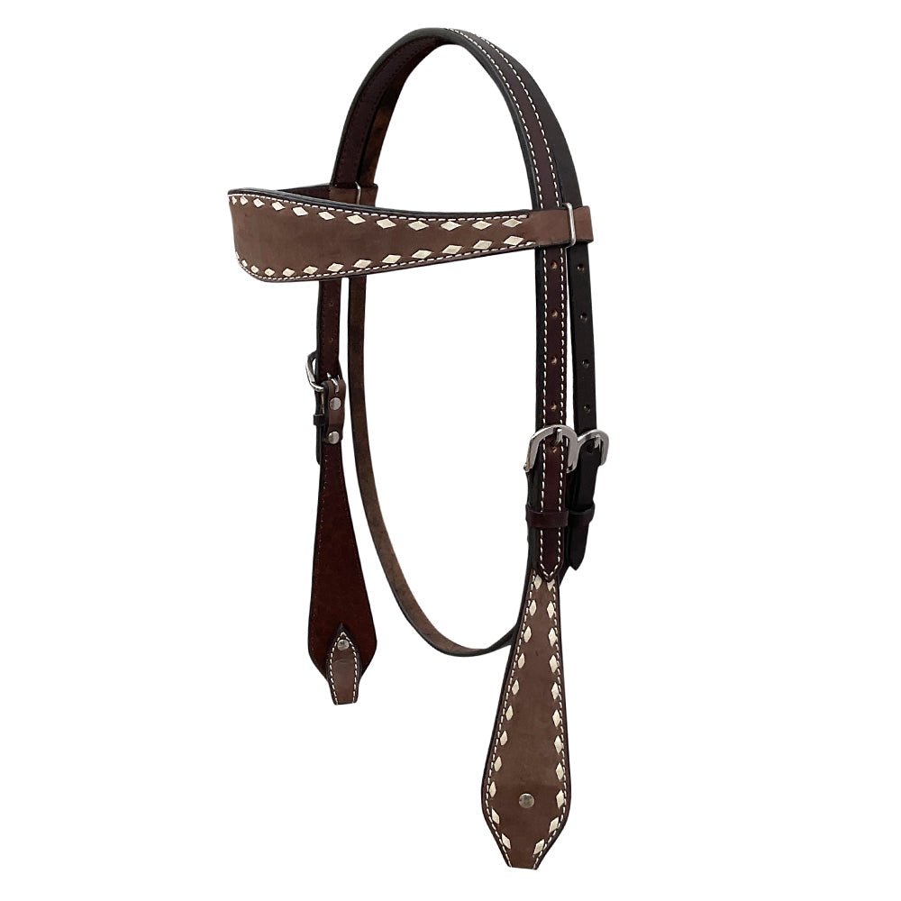 BAR H EQUINE Western Handtooled Leather Horse Headstall &amp; Breast Collar Set