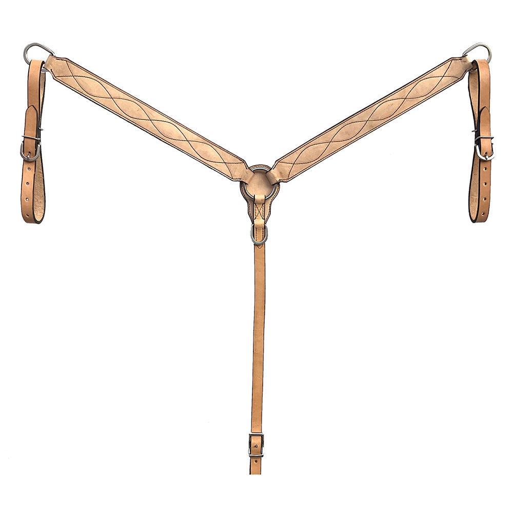BAR H EQUINE Western Handtooled Leather Horse Headstall &amp; Breast Collar Set