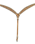BAR H EQUINE Western Handtooled Leather Horse Headstall & Breast Collar Set