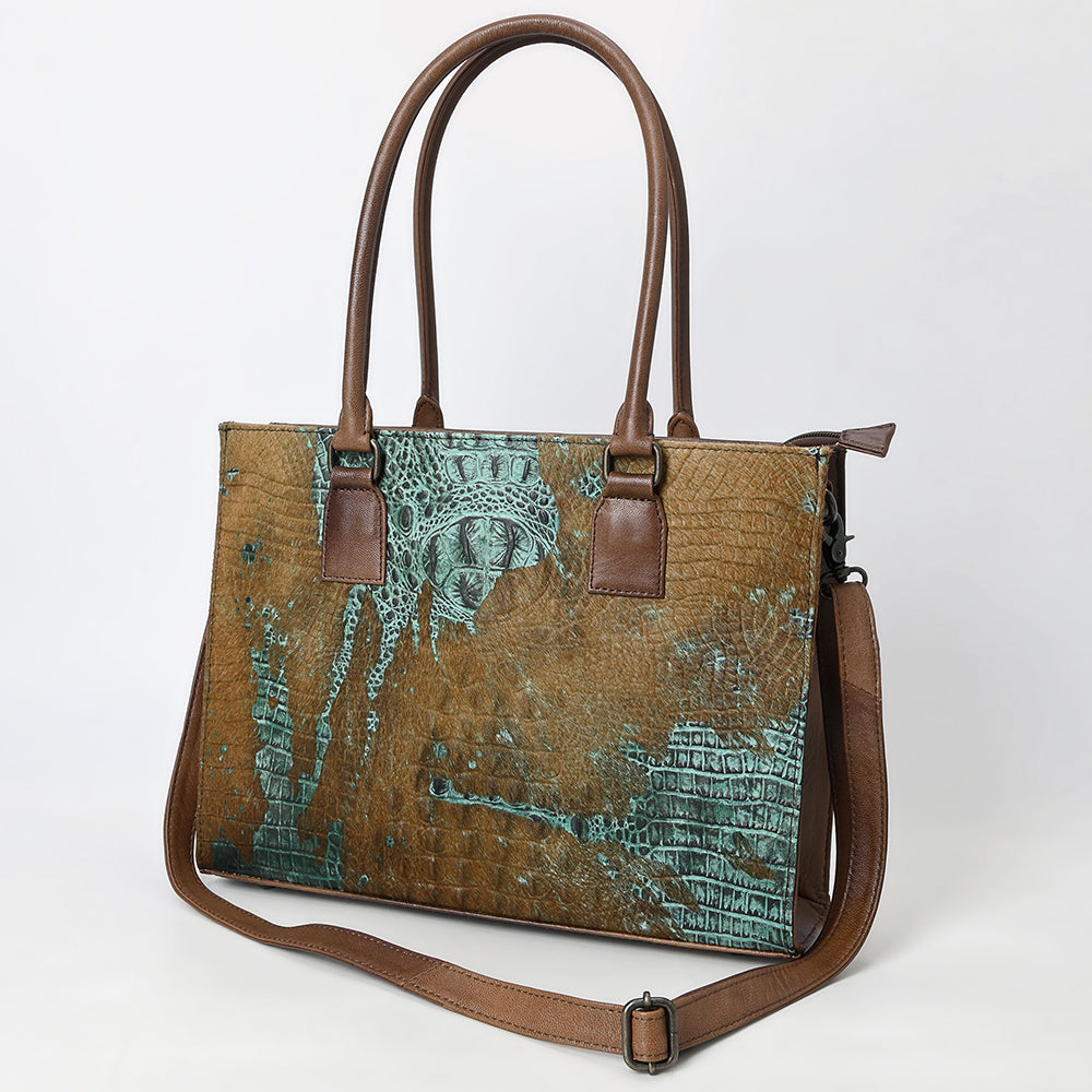 American Darling Tote Crocodile Embossed Genuine Leather Women Bag Western Handbag Purse