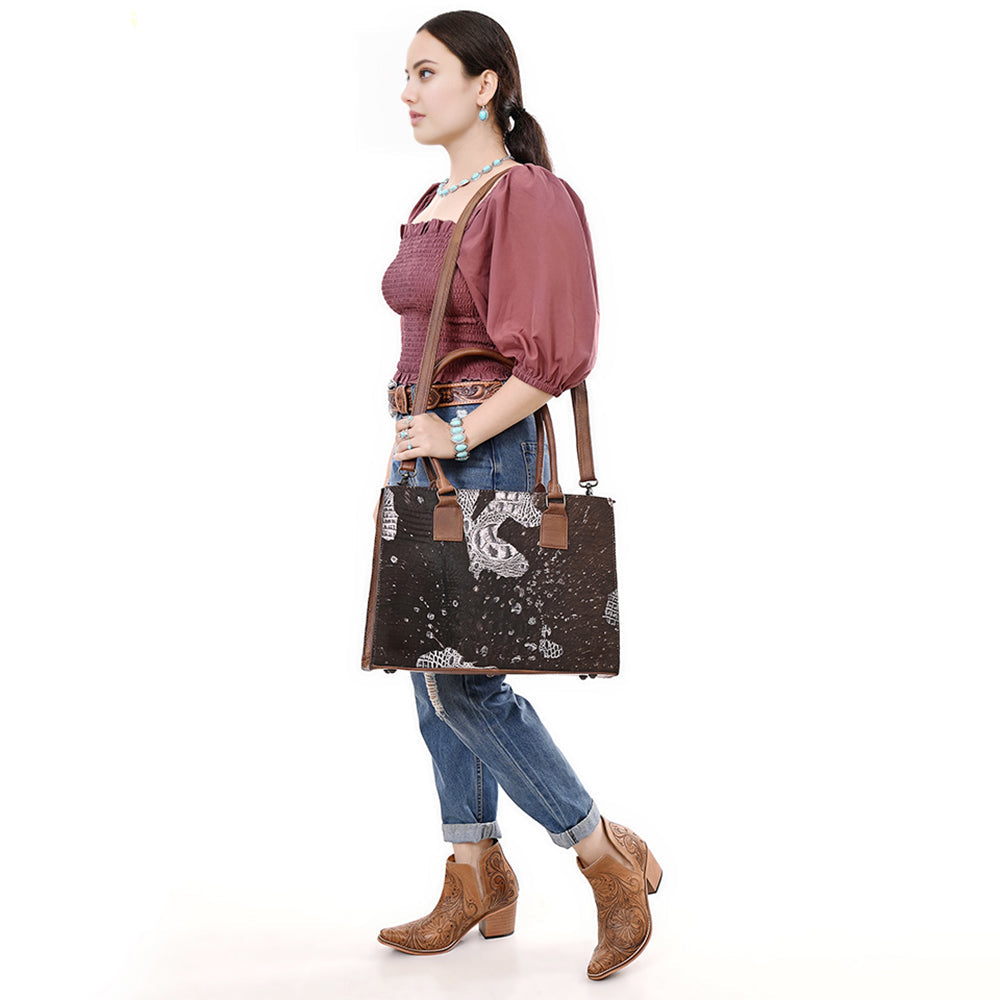 American Darling Adbg1561C Tote Crocodile Embossed Genuine Leather Women Bag Western Handbag Purse