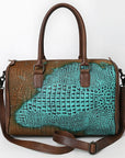 American Darling Western Leather Crocodile Embossed Speedy Bag | Premium Genuine Leather Travel Duffel Bag