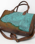 American Darling Western Leather Crocodile Embossed Speedy Bag | Premium Genuine Leather Travel Duffel Bag