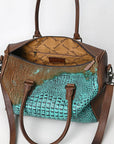 American Darling Western Leather Crocodile Embossed Speedy Bag | Premium Genuine Leather Travel Duffel Bag