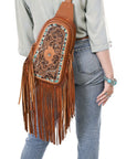American Darling Sling Hand Tooled Genuine Leather Women Bag Western Handbag Purse| | for