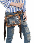 Clear Bag Beautifully Hand Tooled Genuine Leather women bag western handbag purse