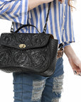 Small Crossbody Beautifully Hand Tooled Genuine Leather women bag western handbag purse