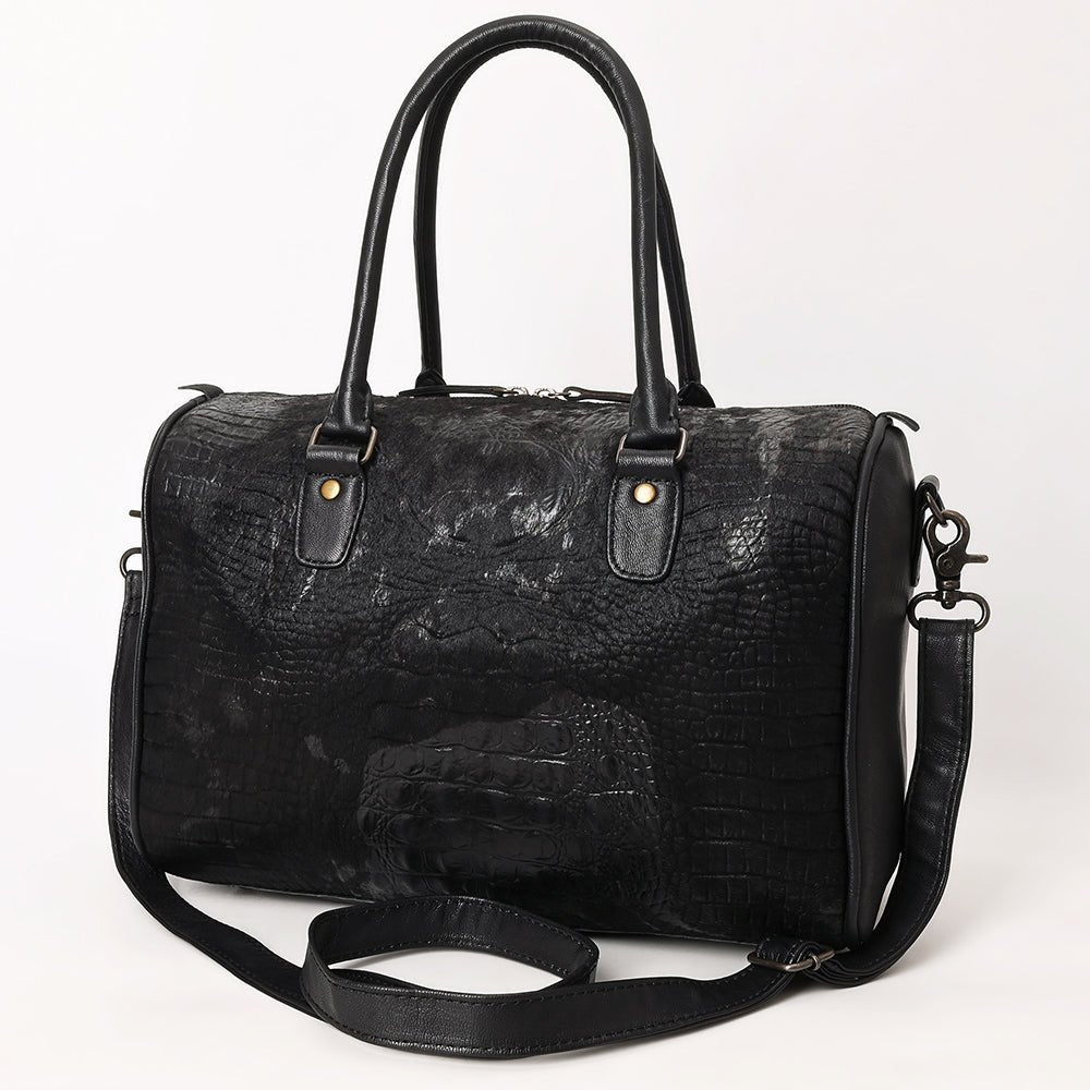 American Darling Western Leather Crocodile Embossed Speedy Bag | Premium Genuine Leather Travel Duffel Bag