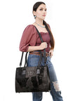 American Darling Adbg1561D Tote Crocodile Embossed Genuine Leather Women Bag Western Handbag Purse