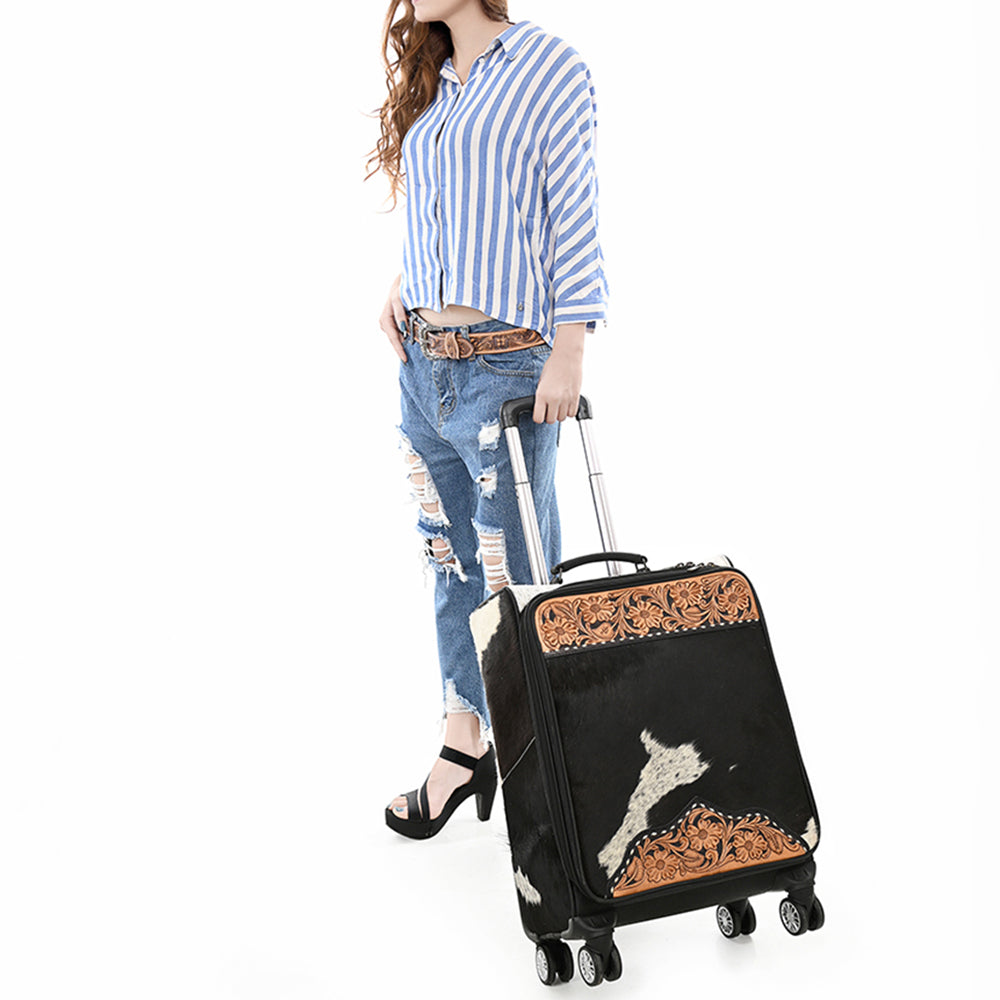 American Darling Travel Case Beautifully Hand Tooled Hair-On Genuine Leather women bag western handbag purse