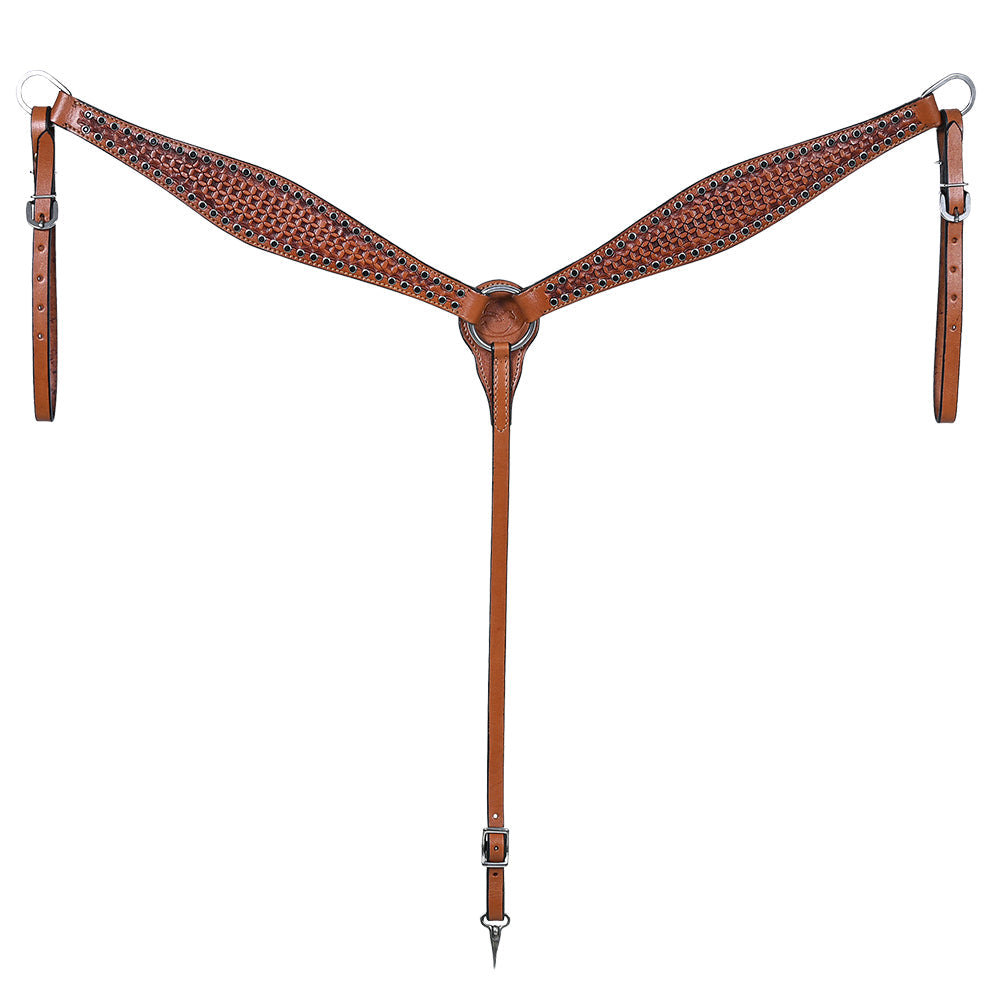 COMFYTACK Western Horse Headstall Breast Collar Set American Leather Tan