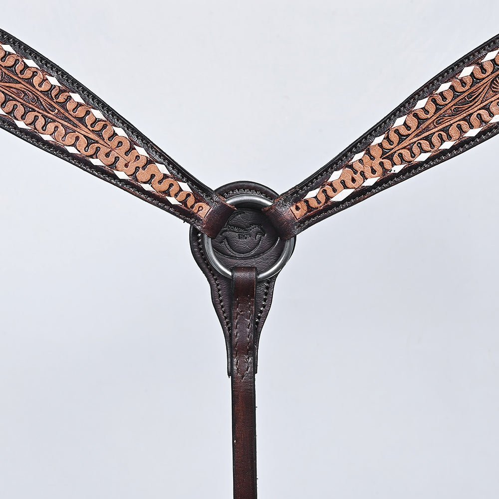 COMFYTACK Western Horse Headstall Breast Collar Set American Leather Tan