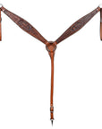 COMFYTACK Horse Floral Headstall Breast Collar Set American Leather Tan