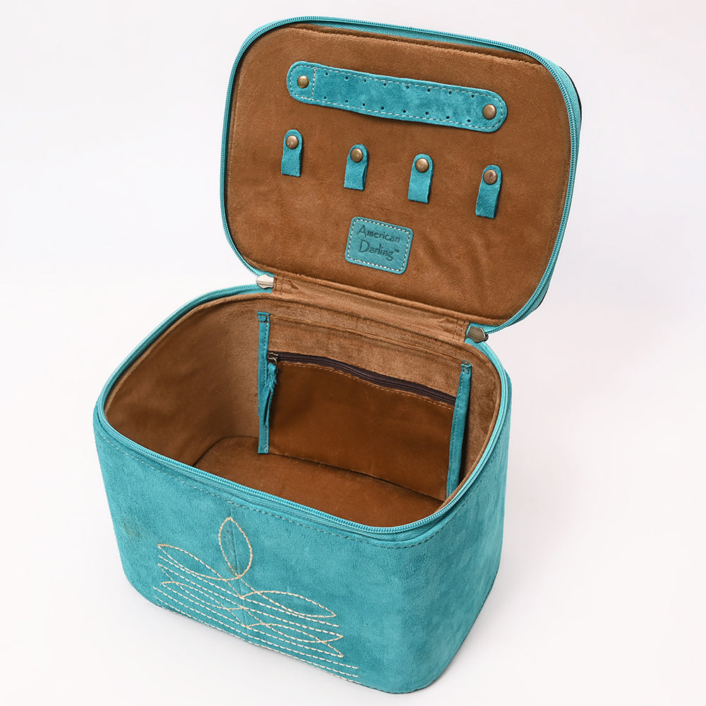 American Darling Jewelry Case Suede Hand Tooled Genuine Leather Women Bag Western Handbag Purse |