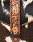 American Darling Hand Tooled  Hair On Genuine Suede Leather Clutch Bag | Tooled Travel Jewelry Case