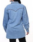 American Darling ADDR017 Denim Women shirt Jacket  Dress Tunic Ladies Girl Top Denim Blue