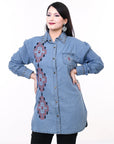 American Darling ADDR017 Denim Women shirt Jacket  Dress Tunic Ladies Girl Top Denim Blue