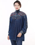 ADDR019 Denim Women shirt Jacket  Dress Tunic Ladies Girl Top