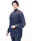 ADDR019 Denim Women shirt Jacket  Dress Tunic Ladies Girl Top
