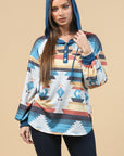 Blue Mountain Turquoise Aztec Lightweight Hoodie Made in America