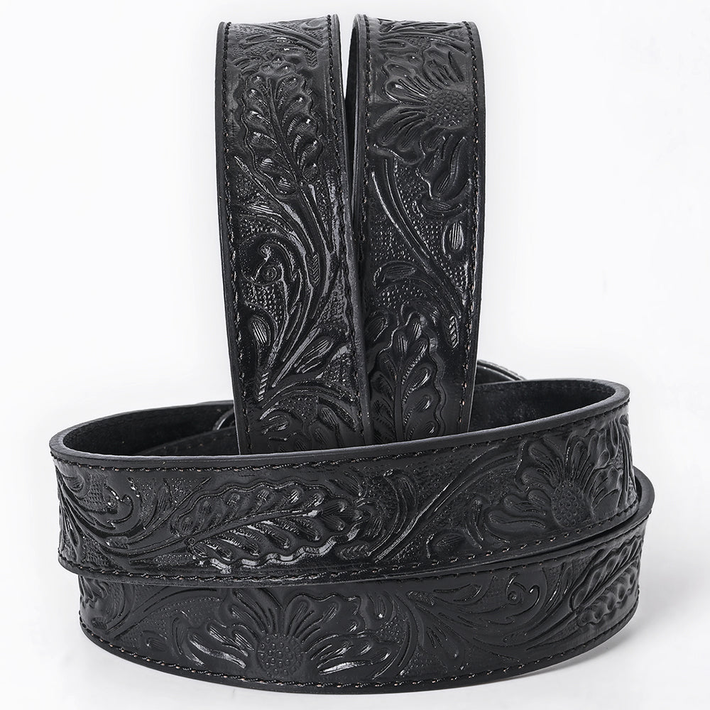 AMERICAN DARLING Beautifully Hand Tooled American Leather Unisex Belt Black