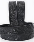 AMERICAN DARLING Beautifully Hand Tooled American Leather Unisex Belt Black