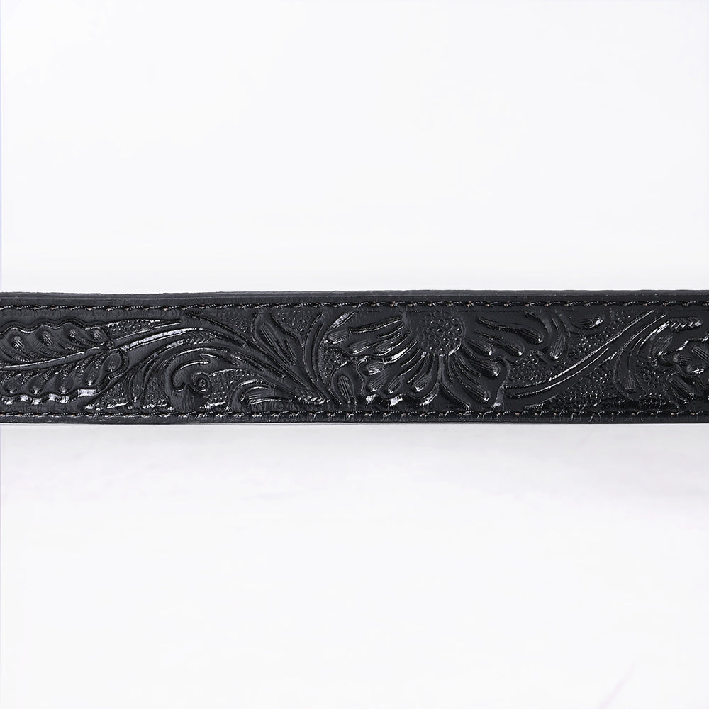 AMERICAN DARLING Beautifully Hand Tooled American Leather Unisex Belt Black