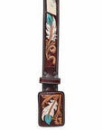 American Darling  Beautifully Hand Tooled Genuine American Leather Belt Men and  Women