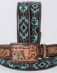 AMERICAN DARLING Beautifully Handtooled American Leather Unisex Belt Beeded