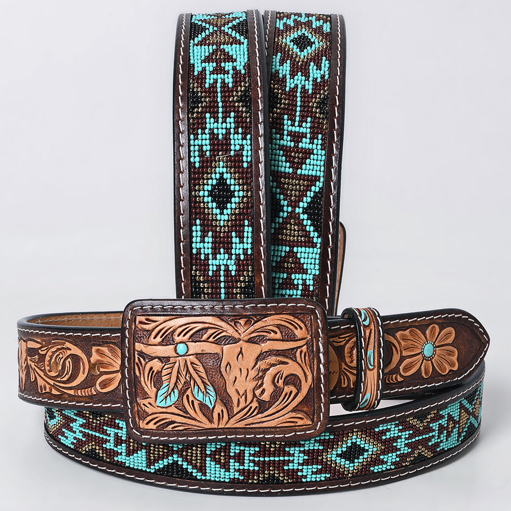 American Darling  Beautifully Hand Tooled Genuine American Leather Belt Men and  Women