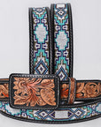 AMERICAN DARLING Beautifully Handtooled American Leather Unisex Belt Beeded