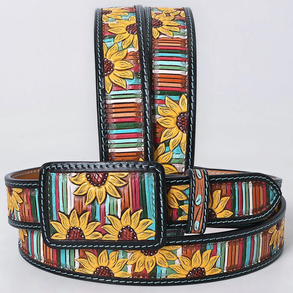 AMERICAN DARLING Beautifully Hand Tooled American Leather Unisex Belt