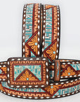 American Darling  Beautifully Hand Tooled Genuine American Leather Belt Men and  Women