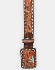 American Darling  Beautifully Hand Tooled Genuine American Leather Belt Men and  Women