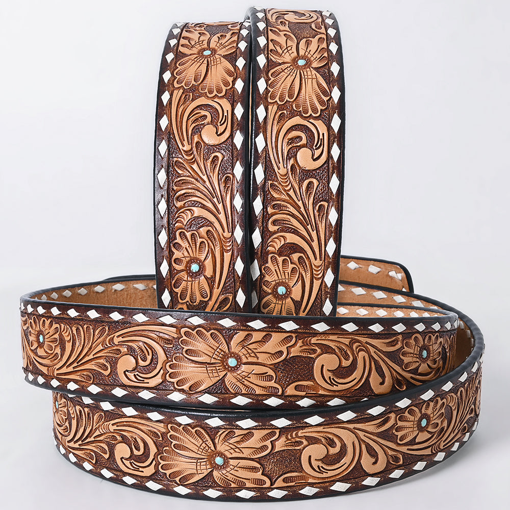 Beautifully Hand Tooled Genuine American Leather Belt Men and Women