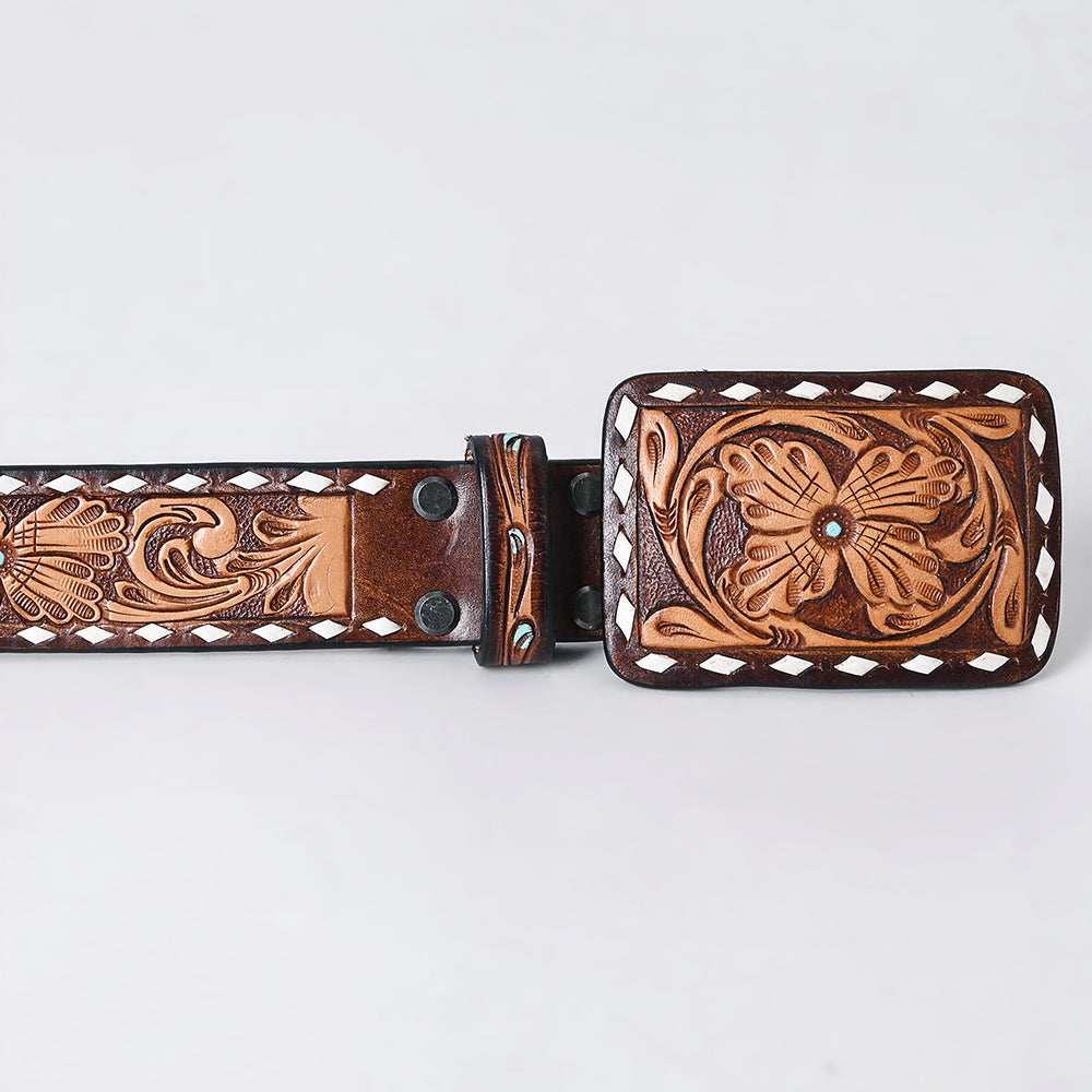 Beautifully Hand Tooled Genuine American Leather Belt Men and Women
