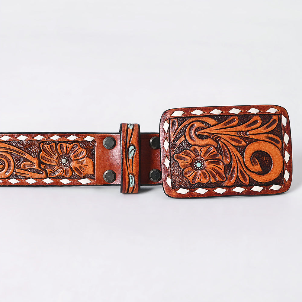American Darling  Beautifully Hand Tooled Genuine American Leather Belt Men and  Women