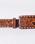 American Darling  Beautifully Hand Tooled Genuine American Leather Belt Men and  Women