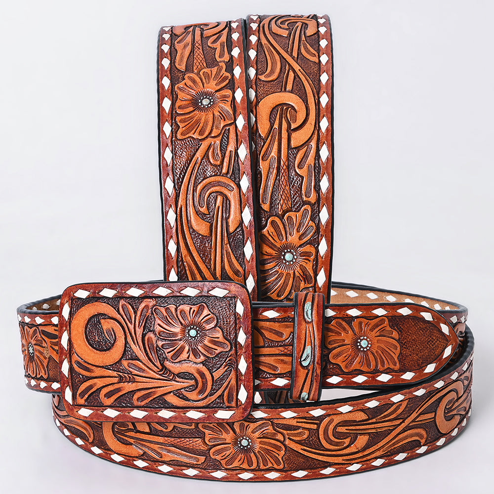 American Darling  Beautifully Hand Tooled Genuine American Leather Belt Men and  Women
