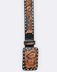 Hand Tooled Genuine American Leather Belt for Men and Women