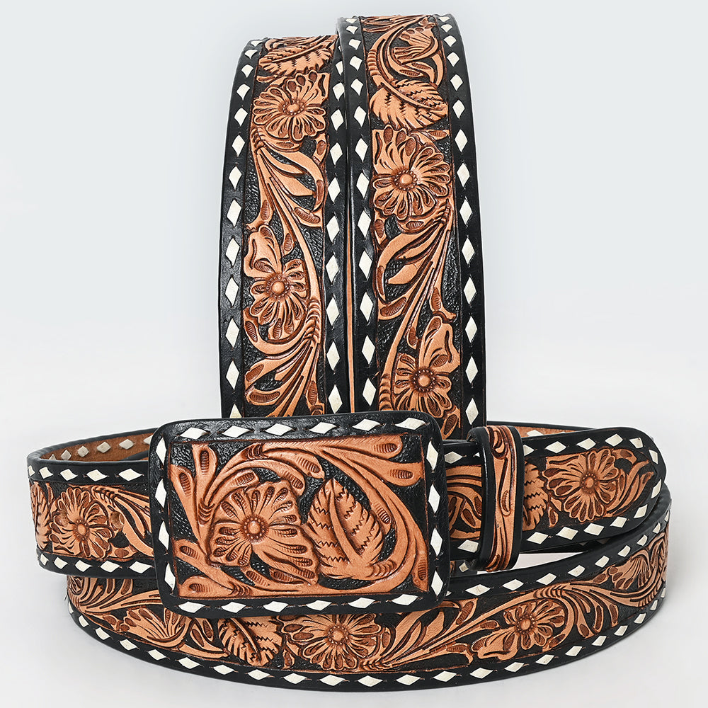 Beautifully Hand Tooled Genuine American Leather Belt Men and Women