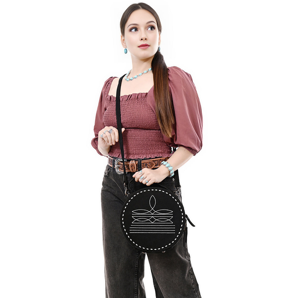 American Darling Canteen Genuine Suede Leather Women Bag Western Handbag Purse