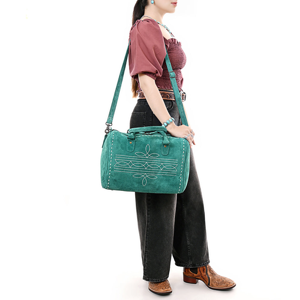 American Darling Duffel Genuine Suede Leather women's bag, western handbag, purse| handbag | Hand tooled purse