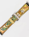 American Darling I watch Strap Genuine Leather With Beautiful Cactus Hand Painted Smart Watch Strap