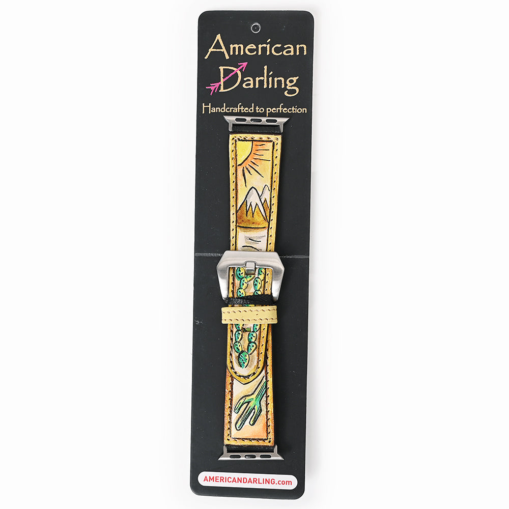 American Darling I watch Strap Genuine Leather With Beautiful Cactus Hand Painted Smart Watch Strap