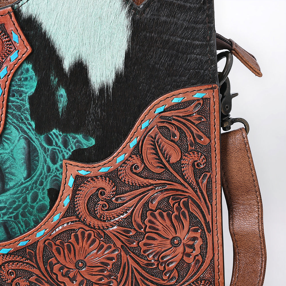 American Darling Crossbody Hand Tooled Hair On Genuine Leather Women Bag Western Handbag Purse