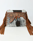 American Darling Wristlet Beautifully Hand Tooled  Hair-On Genuine Leather women bag western handbag purse