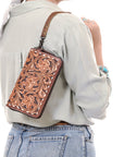 American Darling Wristlet Beautifully Hand Tooled  Genuine Leather women bag western handbag purse