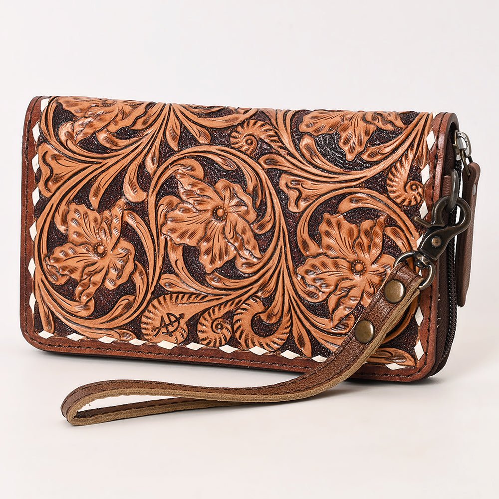 American Darling Wristlet Beautifully Hand Tooled  Genuine Leather women bag western handbag purse
