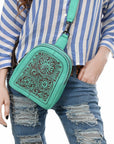 American Darling Sling Hand Tooled Genuine Leather women bag western handbag purse